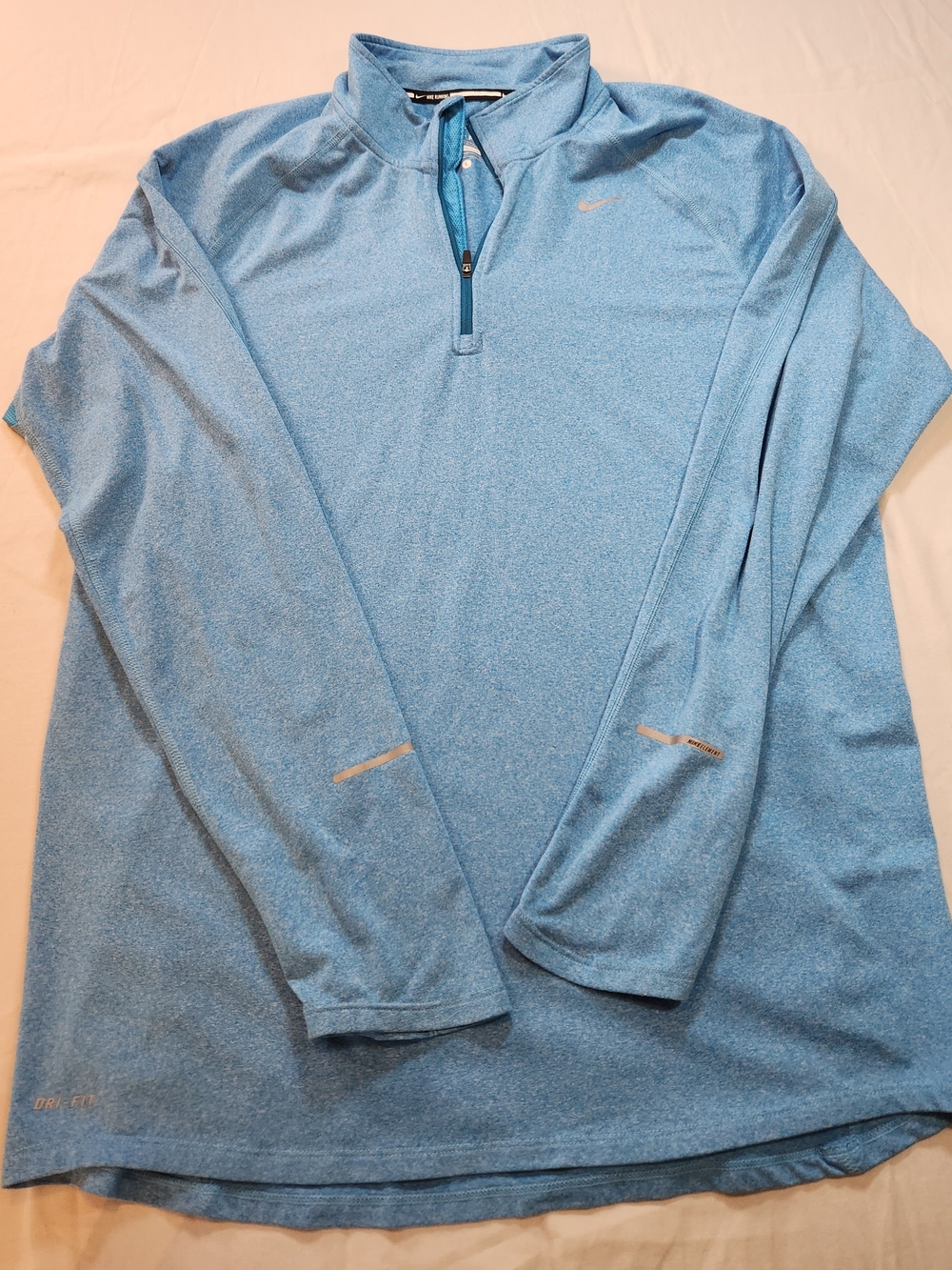Nike Dri-FIT Element Men's L Blue 1/4 Zip Mock Neck Reflective Running Shirt